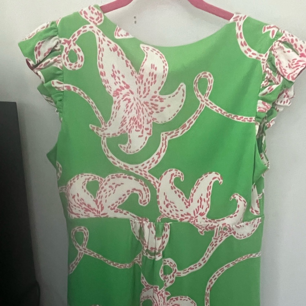 Lilly Pulitzer Green & Pink Floral V‑Neck Midi Dress - Picture 2 of 12